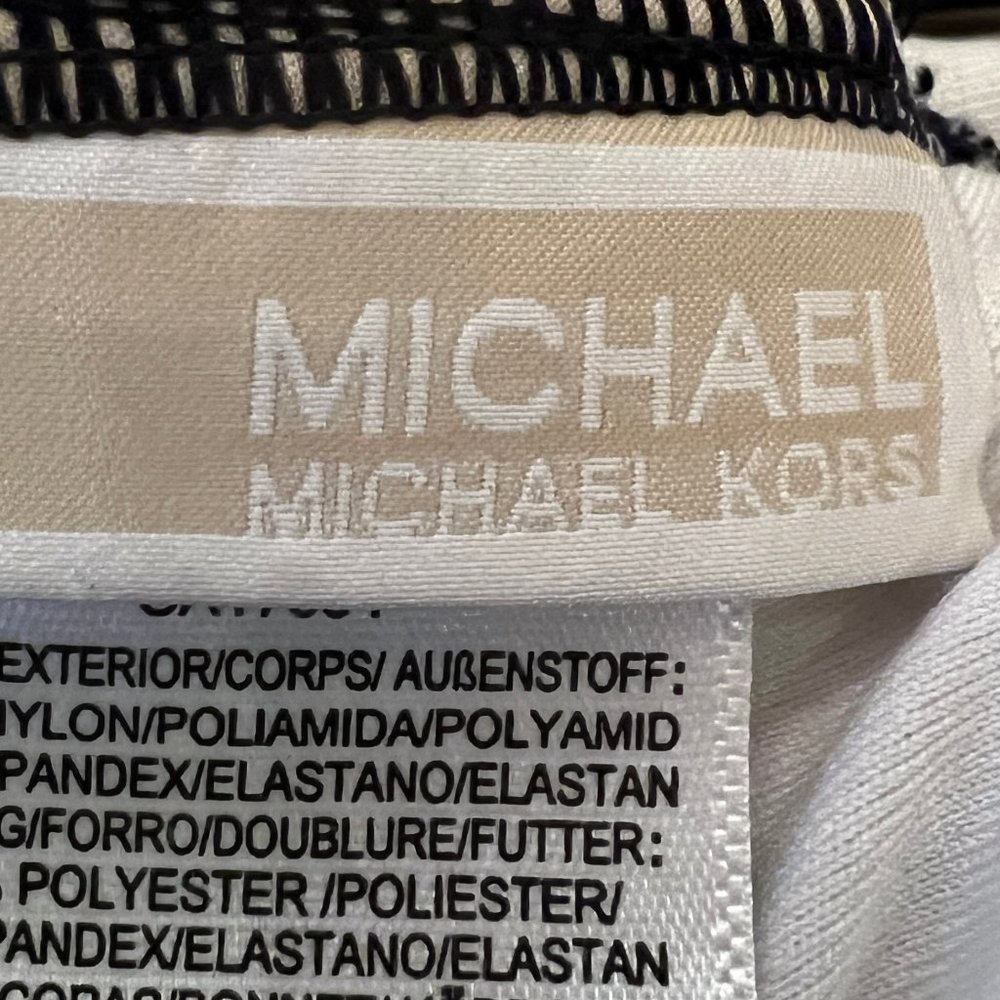 Michael Kors Black & White Stripe One-Shoulder Cut-Out One-Piece Swimsui… - Picture 5 of 12